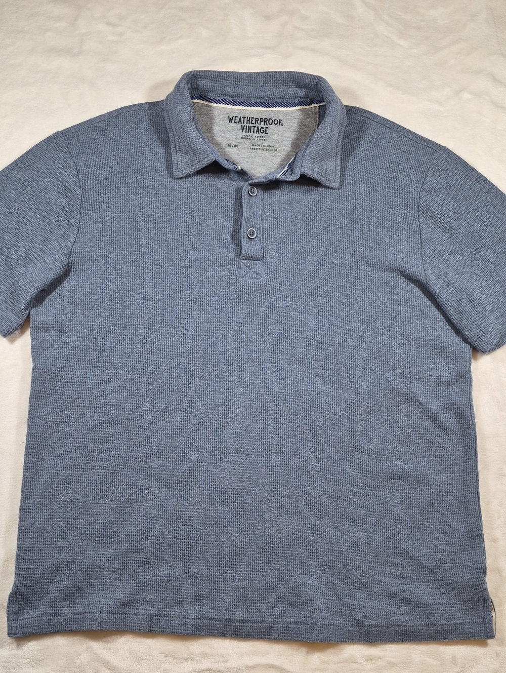 Weatherproof Vintage Men's Heather Blue Short-Sleeve Polo